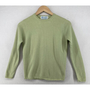 TRIMINGHAMS BERMUDA Sweater Womens S Pure Cashmere Long Sleeve Pullover Green